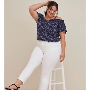 Top Only * RAYON CREPE SMOCKED COLD SHOULDER TOP